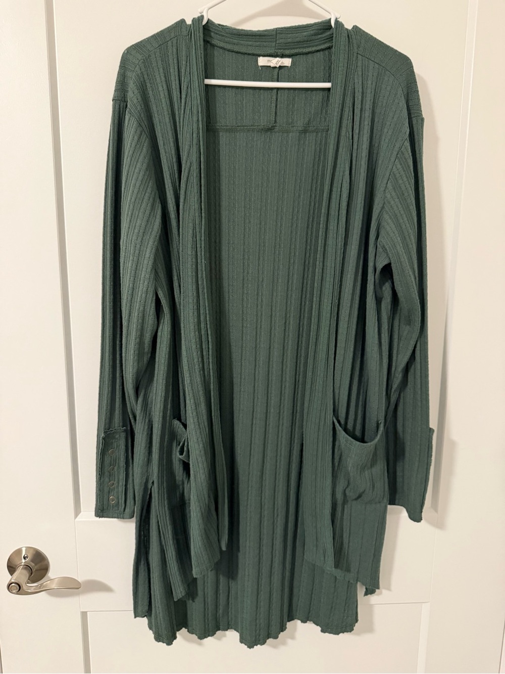 Maurices Ribbed Open-Front Cardigan in Sage Green